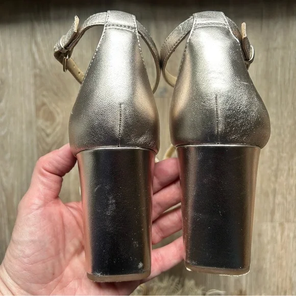 Naturalizer Women's Joy Ankle Strap Heeled Dress Sandal in Light Bronze- 9 WIDE - Picture 4 of 7